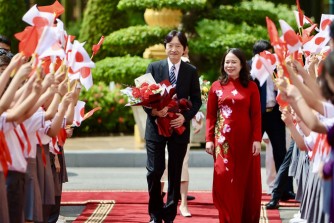 Lễ đón trọng thể Hoàng thái tử Nhật Bản Akishino thăm Việt Nam