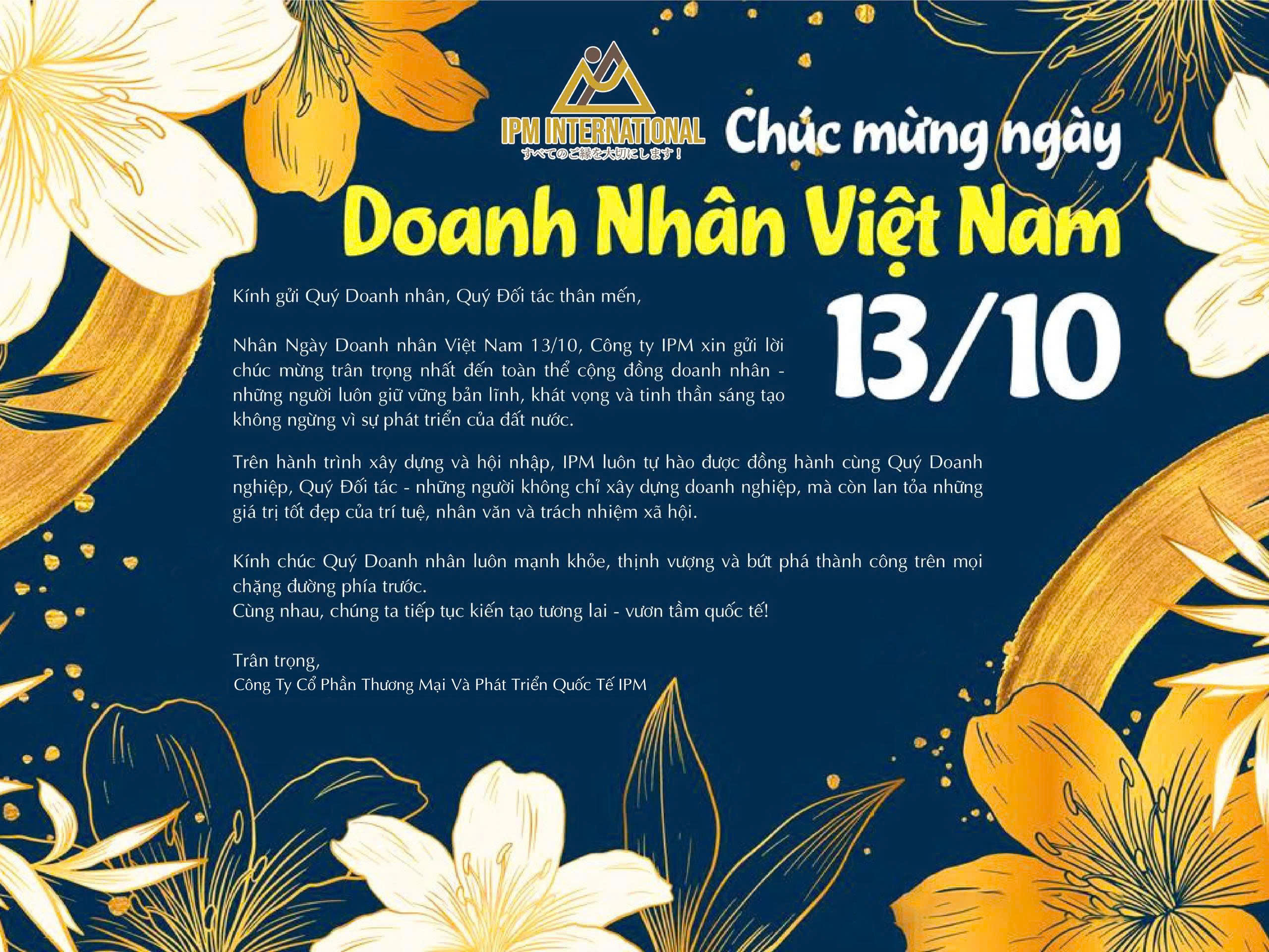 CHÚC MỪNG NGÀY DOANH NHÂN VIỆT NAM 13/10/2025