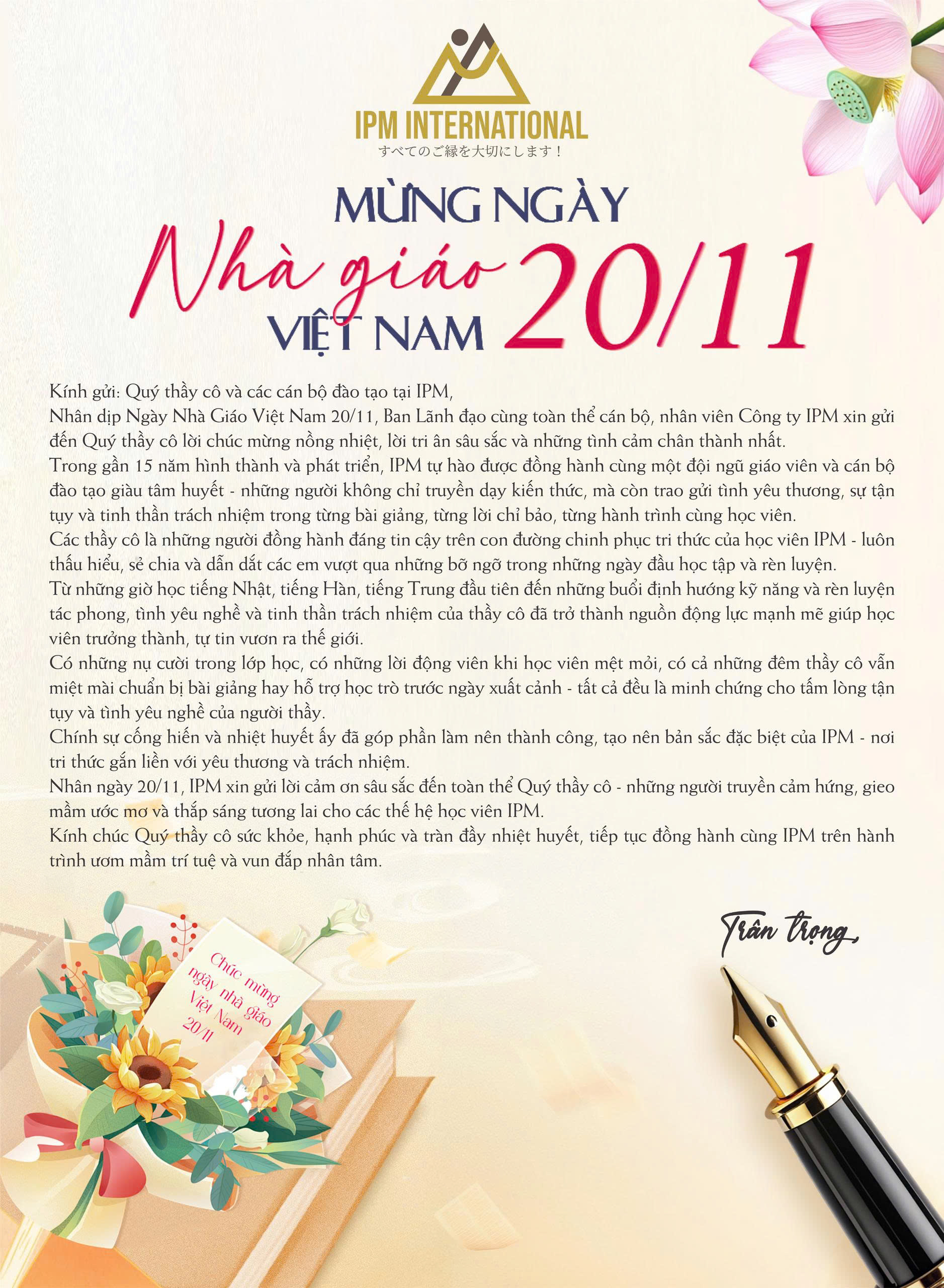IPM Chúc Mừng Ngày Nhà Giáo Việt Nam 20/11: Tri Ân Những Người Thắp Sáng Tri Thức!