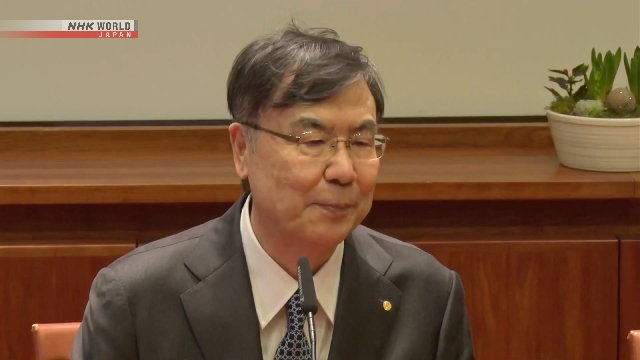 Ông Sakaguchi Shimon, chủ nhân giải Nobel Y sinh, phát biểu tại Stockholm.
